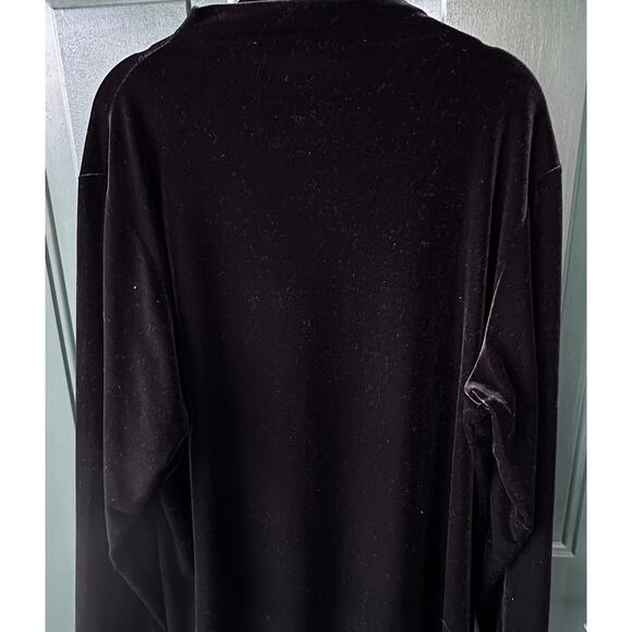 Talbots Woman 1X Black Velvet Blouse Stretch Top Holiday Party Whimsigoth Party - Picture 3 of 6